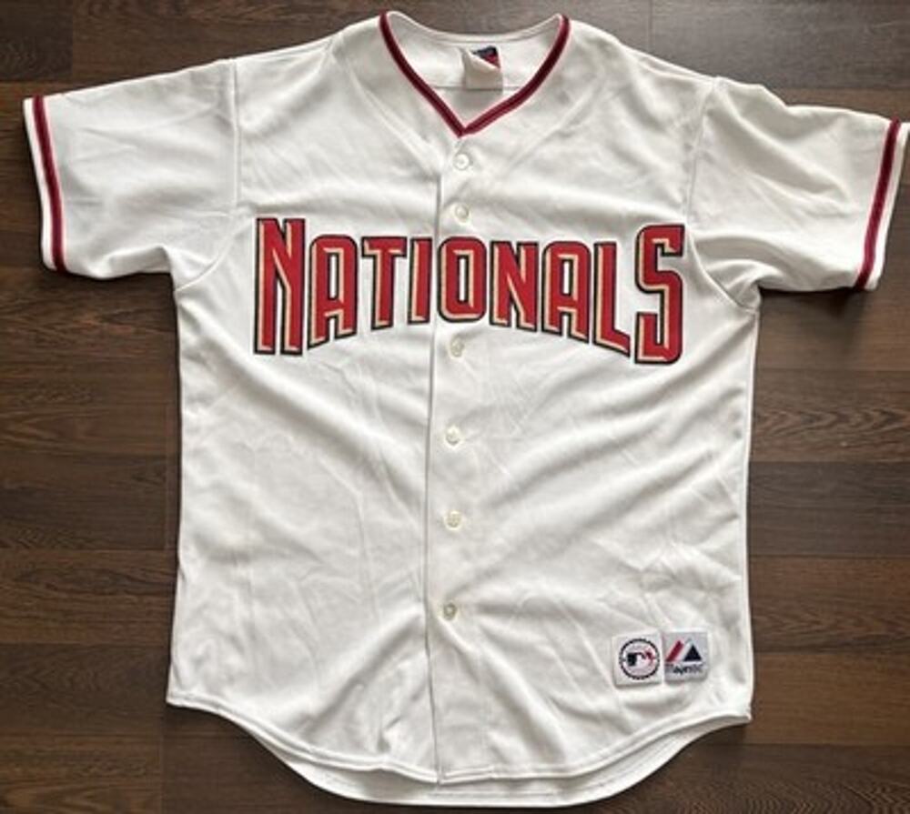 Vintage Majestic Washington Nationals Jersey White Size L